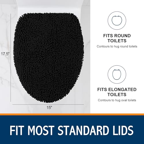 image for Smiry Soft Chenille Bathroom Toilet Lid Cover, Machine Washable Covers