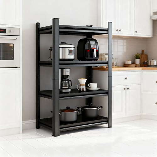 Hymnxemo 4-Tier Adjustable Multi-Purpose Storage Rack – Space Saving Organizer Shelf for Kitchen, Bathroom, Living Room,Garage – Corrosion-Resistant Metal, 35.4''W×13.8''D×63''H