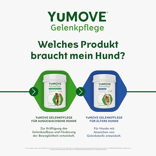 YuMOVE Gelenktabletten Hund 5–8 Jahre - 300 Tabletten - 150mg Jede Tablette Patent Angemeldet ActivEase Grünlippmuschel Hund - Testsieger für Bewegungsunterstützung mit Glucosamin und Chondroitin