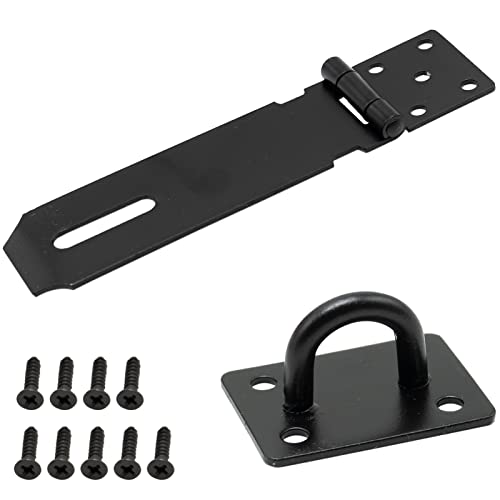 Door Padlock Hasp, 5 Inch Stainless Steel Padlock Hasp and Staple Shed Lock Hasp Shed Door Heavy Duty Gate LockSecurity Hasp and Staple for Door Window Cabinet Pet Cage Crate