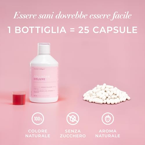 Swedish Collagen Deluxe 500Ml X 3 I Bundle A 8 Settimane I 12500 Mg Di Collagene Marino (Tipo I E Iii) I Acido Ialuronico, Biotina, Vitamina C I Senza Zucchero - 8 Week Supply - 4