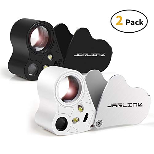 JARLINK 2 Pack 30X 60X Illuminated Jewelers Eye Loupe Magnifier, Foldable Jewelry Magnifiers