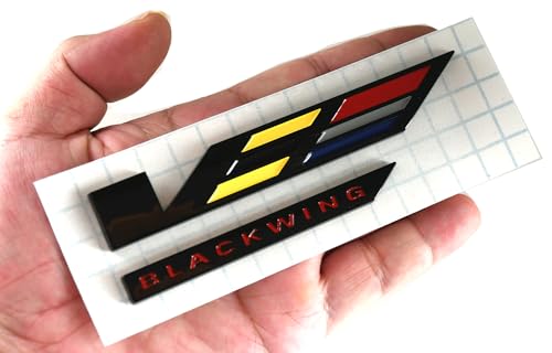 V-Blackwing Emblem V-Series Black Out Blackwing Badge Chicklet V Logo Replacement for 2020-2024 CT4 CT5 86596092 (Black/Yellow/Red)