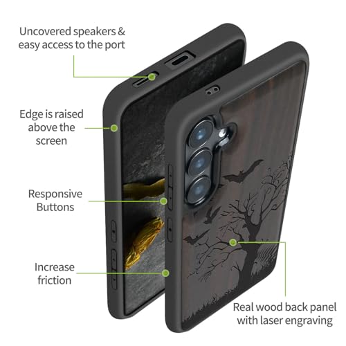 Coque Bois Galaxy S25 Plus : Protection Style Nuit Gothique MagSafe