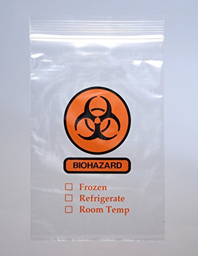 (1000) 10 x 10, 2 WALL-'Biohazard' SPECIMEN BAGS, 2.0 MIL, 1000 BAGS/CASE, CLEAR