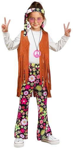 Disfraz Hippie para Niñas 60s 70s Fiesta Halloween miniatura 2
