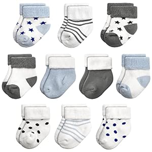 GENTABY Unisex Baby Socken - Warme Baumwolle Terry 10 Paar Baby Jungen & Mädchen 0-6 Monate Dicke Winter Socken