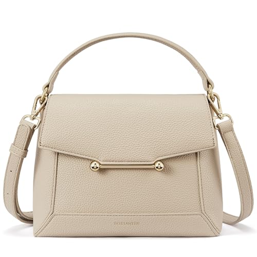 BOSTANTEN Small Crossbody Bags for Women Trendy Top Handle Shoulder Purse Vegan Leather Handbags with Flap Apricot