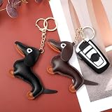 Giantree 2 Stück Dackel Schlüsselanhänger, PU Süße Welpe Hundetasche Anhänger Personalisierte Schlüsselanhänger dackel geschenke schlüsselanhänger hund für Handtasche Rucksack Dekoration Schmuck