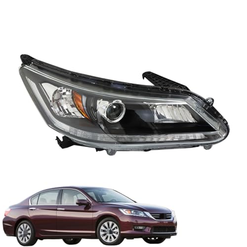Silscvtt Headlight Assembly Halogen without DRL Replacement for Accord 4-Door Sedan 2013-2015 Housing Black Lamp Set Passenger Side RH 1PC 33100T2AA01 by Silscvtt - Used condition - US$70.55
