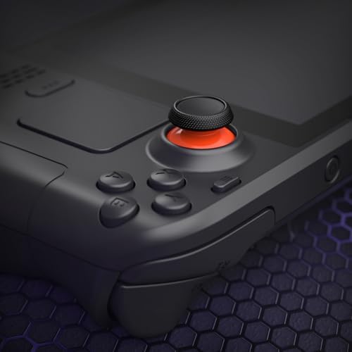 eXtremeRate Replacement Thumbsticks for Steam Deck LCD, Custom Analog Stick Joysticks Repair Kit for Steam Deck OLED Console with Original Touch Sensing, Anti-Slip Texture Grip - Orange & Black — view 6
