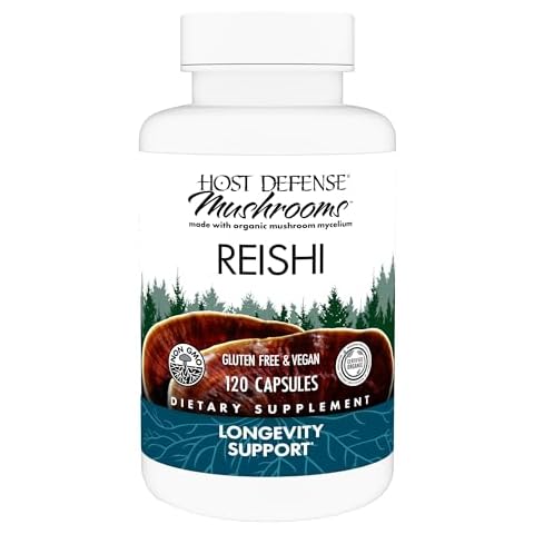 Host Defense Reishi Capsules - Heart & Immune Health Support Supplement - Mushroom Supplement to Support Energy & Vitality - Reishi Supplement to Aid Overall Well-Being - 120 Capsules (60 Servings)* Cover