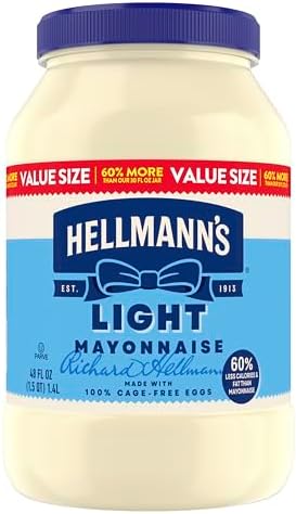 Hellmann's Light Mayonnaise 48 oz, Lite Mayo Jar, Sandwich Spread 1PK