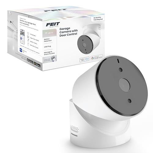 Feit Electric Smart Garage Door Camera, 2-Way Audio, Live Streaming, Human Motion Detection, 24/7 Recording, Infrared Night Vision, Remote Closure & Alerts, Alexa/Google Asst Compatible, CAM/GAR/WiFi by Feit Electric - Used condition - US$41.91
