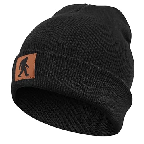 Image of Bigfoot Beanie for Men - Sasquatch Hat Winter Knit Cuffed Beanie for Women - Bigfoot Gifts for Christmas & New Year
