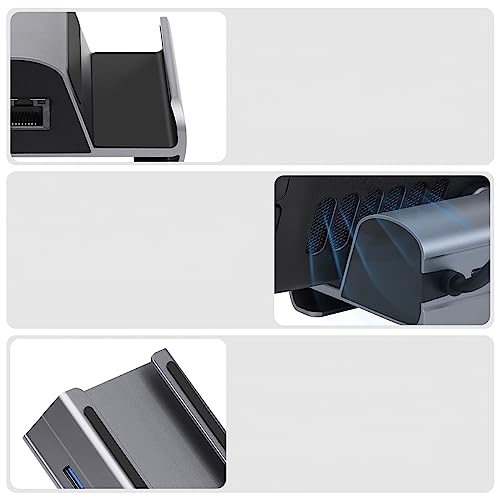 Base Hub Dock 6 em 1 USB-C, HDMI 4K, Rj45, USB 3.0, PD 100w - Para Steam Deck, Nitendo Switch, Table