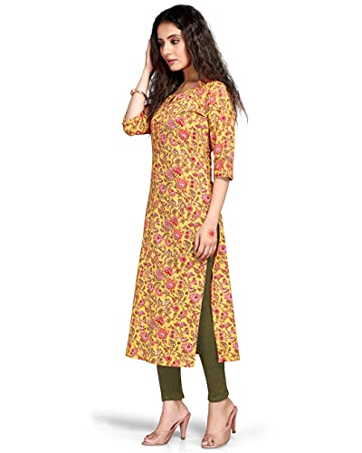 Image of Rajnandini Women's Cotton Straight Fit Straight Kurti