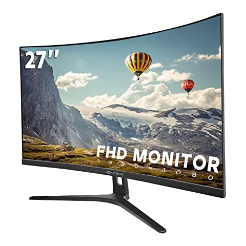 CRUA 27" Curved Monitor, FHD(1920x1080P) VA Panel 100HZ 99% sRGB Professional Computer Monitor, Narrow Bezels on Three Sides, Blue Light Filter, Office and Dormitory(HDMI, VGA)-Black Cover