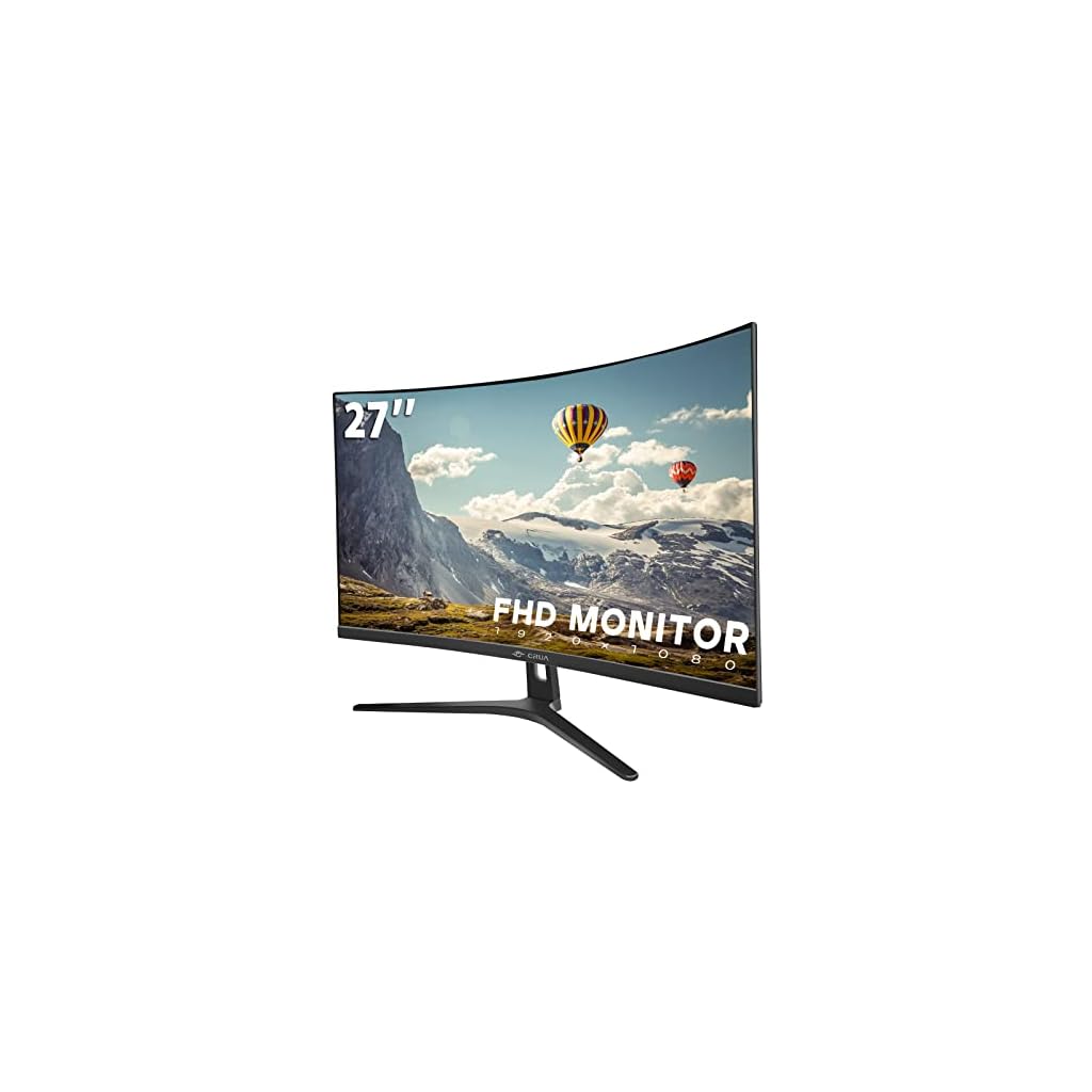 CRUA-27-Curved-Monitor-Full-HD1920x1080PVA-Panel-1800R-75HZ-99-sRGB-Professional-Computer-Monitor3Sides-FramelessFlicker-lessBlue-Light-Filterfor-OfficeGamingVGAHDMIVESA-Mountable-Black