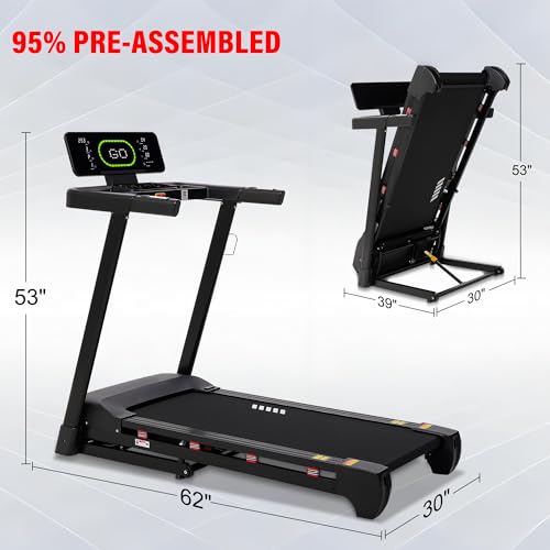 ECHANFIT Heavy Duty Treadmill for Home, 20-Level Auto Incline Treadmill 400 LB Capacity, 0.6-12 MPH, 20" Wide Deck, LED Display, Bluetooth Speaker, Foldable with App - Image 7