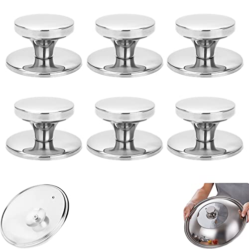 Bouton de Couvercle, Ensemble de 6 pièces Boutons Couvercle Casserole Bouton de Wok Poignée du Couvercle Remplacement Acier INOX, pour bouilloires, poêles à Frire, poêles à Frire