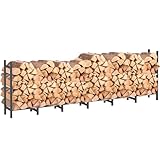 DIAMONDFORGE 8ft Firewood Rack Outdoor, Heavy Duty Fire Wood Stand, Metal Firewood Rack Indoor, Firewood Holder Storage, Log Wood Pile Racks Stand for Patio, Garden, Backyard, Matte Black