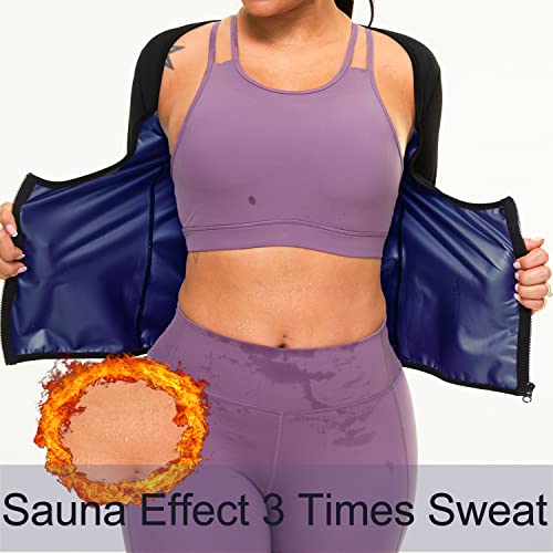 Sauna Sweat Shirts For Women Sauna Suit Short Sleeve Waist Trainer Top Fitness Slimming Body Shaper Zipper #TOP1