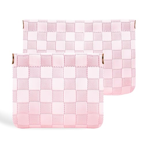 QIYUDA 2 Pcs Small Purse Pouch Makeup Bag, Portable Leather Waterproof Travel Cosmetic Toiletry Bag Organizer Pink