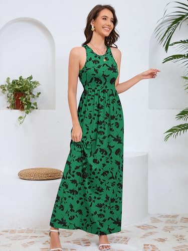 Image of DEARCASE Women's Sleeveless Maxi Dress Casual Plain Loose Summer Vacation Beach Long Dresses with Pockets