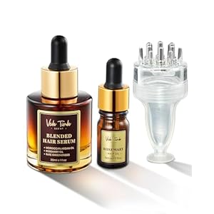 VTS Hair Oil Applicator & Rosemary Oil & Moroccan Argan Oil, Hair Serum Comb Applicator Scalp Massager for Hair Growth, Hair Care Essential Oil Set for Men and Women
