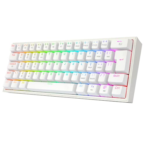 Teclado Mecanico Gamer Redragon Pro RGB Branco Switch Marrom - K616-RGB-W