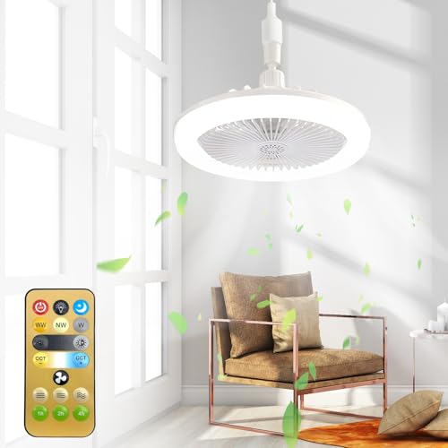 XiXiRan Lampadario Ventilatore da Soffitto, Lampadario VentolaconLuce, LED Ventola Soffitto con Luce E27, Lampada Ventilatore da Soffitto con Telecomando, Ventilatori da Soffitto con Luce