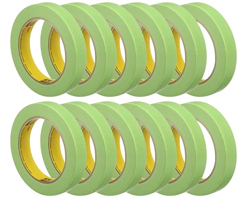 3M 233+ Green Masking Tape 26334, 0.75" x 60.1 yd, Pack of 12 Rolls High-Performance Automotive and Industrial Painter's Tape