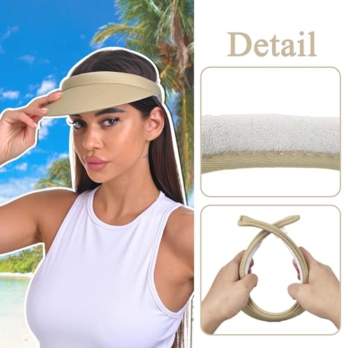 Image of Sun Visor Hats Women Wide Brim Adjustable Clip On Visors Beach Men Hat