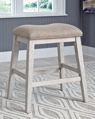Signature Design By Ashley Skempton Modern 24" Counter Height Upholstered Barstool, 2 Count, Whitewash #TOP1