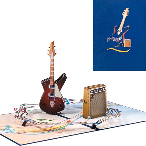Cartão de aniversário Pop-up, 3D cartão com guitarra e som, cartão musical, cartão de convite para um concerto, cartão comemorativo