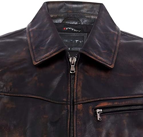 Men's Vintage Faded Brown Leather Harrington Jacket XS at Amazon
