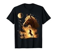 Horse design. Funny Vintage Art Horse Standing On Hind Legs Facing the Moon design for Women, Men, Boys, Girls, Teens, Kids, Mom, Dad, Mother, Father, Sister, Aunt, Wife, Husband, Uncle, Mommy, Mama, Daddy, Papa, Horse Lovers, horse riders, Horse Own...