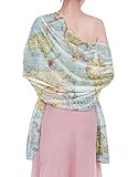 Women Atlas World Map Blue Scarf Chiffon Evening Party Shawl Beach Sarong