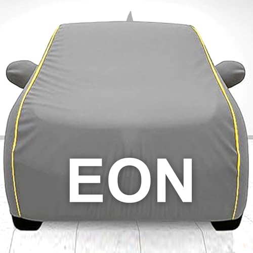 Image of 100% Waterproof Car Cover for Eon UV Protection, Dustproof, Windproof | Custom Fit with Mirror Pockets, Belt & Buckle | All Weather Outdoor Body Cover(Grey)