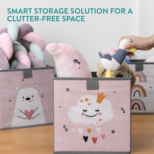 Navaris 3x Spielzeugkiste Aufbewahrungsbox Kinder - 28x28x28cm - Aufbewahrung Kinderzimmer - Aufbewahrungsbox Kinderzimmer Boxen Kinder - Toy Box Spielkiste - Tier Motiv