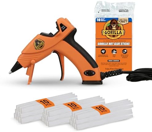 Gorilla Mini Hot Glue Gun Kit (Pack of 1 Mini Hot Glue Gun and 30 Sticks) - Dual Temp, Precision Nozzle, and Easy Squeeze Trigger