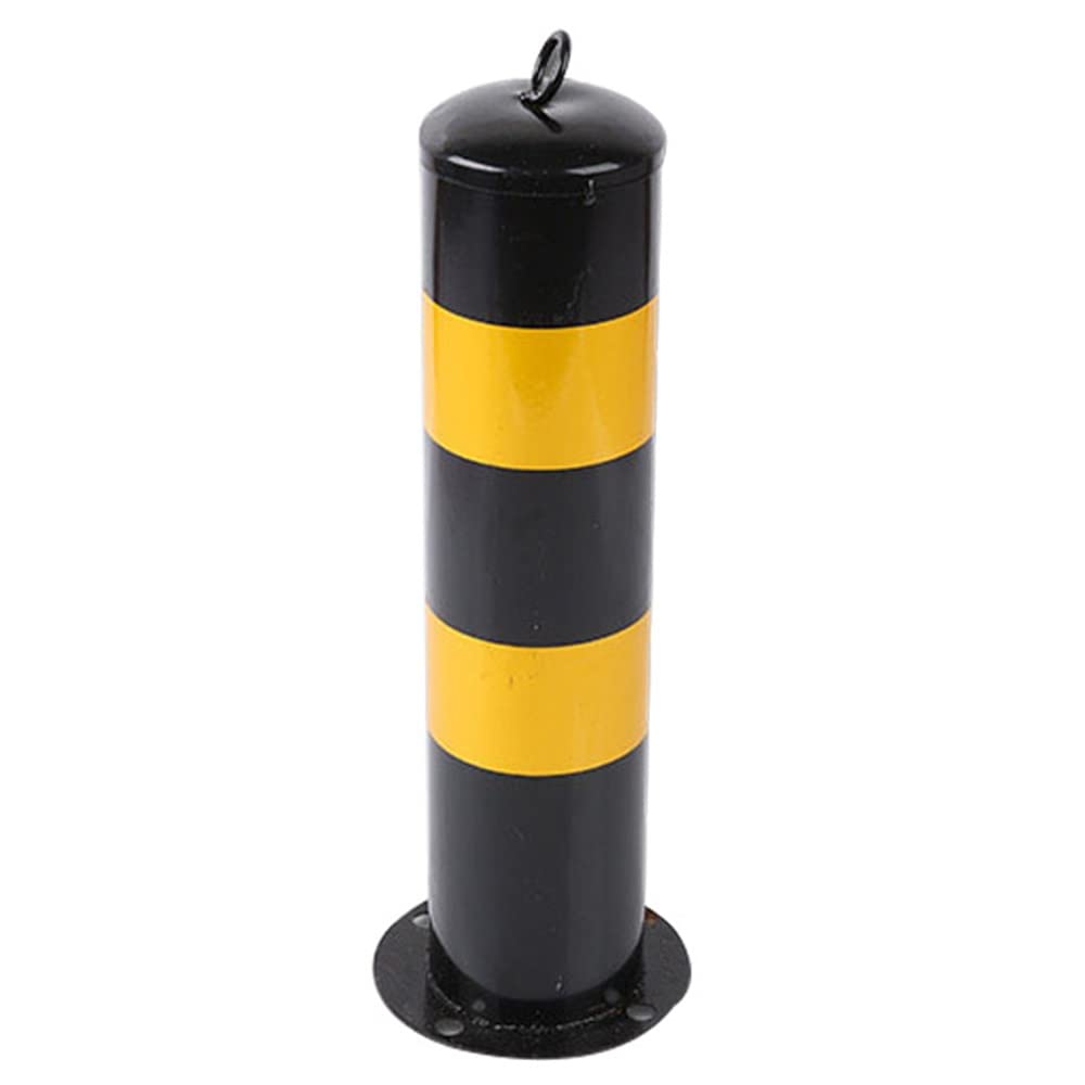 CWCQGH Security Barrier, Steel Pipe Parking Traffic Warning Bollard Yellow Black 500mm