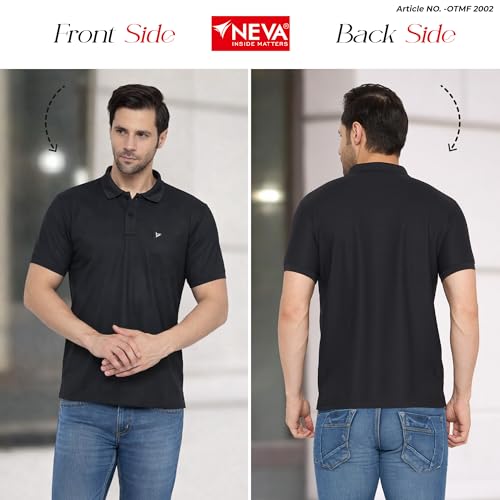 Image of NEVA Men's Regular Fit Half Sleeve Polo Neck T-Shirt with Chest Pocket