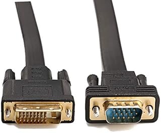 Active DVI to VGA, YIWENTEC DVI 24+1 DVI-D M to VGA Male With Chip Flat Cable Adapter Converter for PC DVD Monitor HDTV 2M (Deep Black)