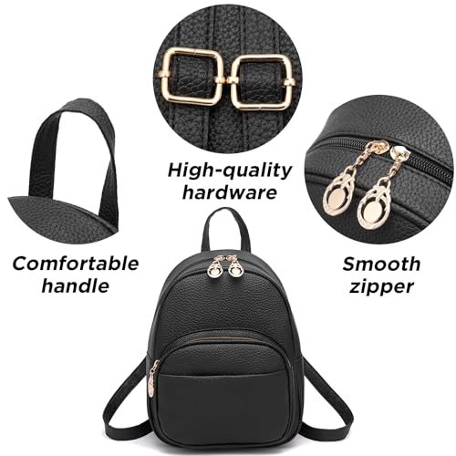 Mini Backpack for Women Girls Leather Backpack Purse Casual Small Daypack Bag with Pockets - Thumbnail 4