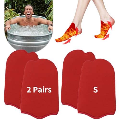 2 Pairs, Cold Plunge Toe Cover,Neoprene Ice Bath Toe Warmer Booties-S-Red