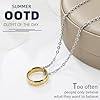 GAUEIOUR Lord Rings Pendant Necklace,Personalized Versatile Inside and Outside Engraved Pendant Necklace in Stainless Steel Ring(Gold) #2