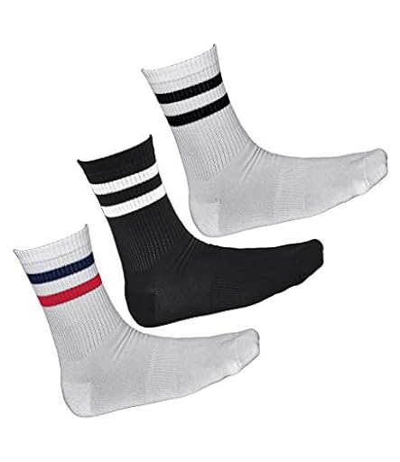 vitsocks Hombre Calcetines Deporte Fibra BAMBÚ Skate Tenis Crew Finos (3 PARES) Antiampollas Deportivos Rayas, 2x blanco 1x negro, 39-42 | Ya disponible en tu tienda friki favorita! En mundofriki.es!