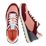 CUSHIONAIRE Kicks Fashion Sneakers for Women, Lightweight Non-Slip Lace Up Spring Shoes with Memory Foam Insole, Salmon/Burgundy 10